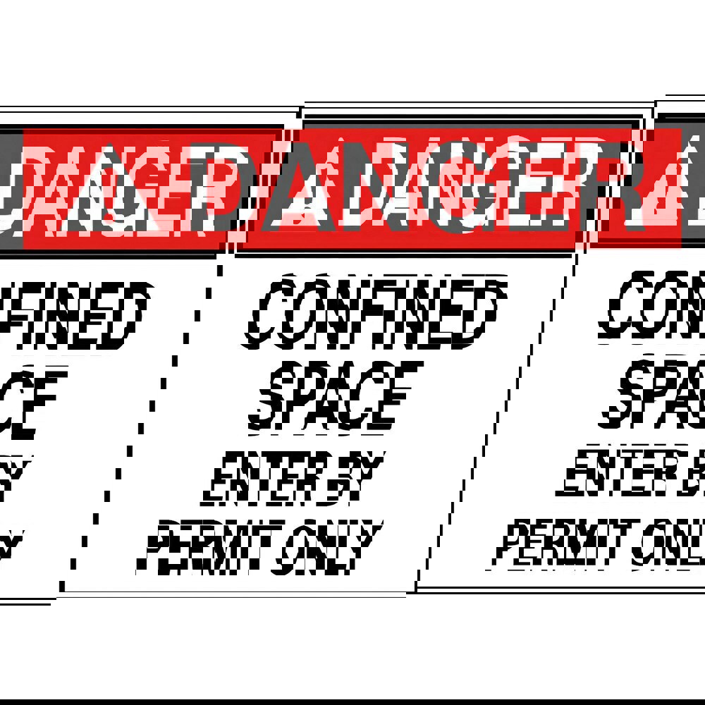 Safety Signs; Family: Safety Sign ; Sign Type: Exit; Facility; Security & Admittance; Fire; Visitor; Workplace ; Sign Header: DANGER ; Legend: DANGER CONFINED SPACE ENTER BY PERMIT ONLY ; Message/Graphic: Message Only ; Graphic Type: Message Only